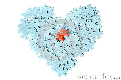 Heart image puzzle pieces one bright puzzle piece Stock Photo