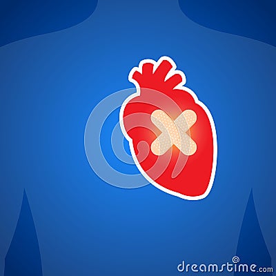 Heart injury. Vector Illustration