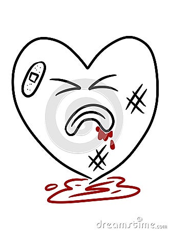 Heart injury cartoon Stock Photo