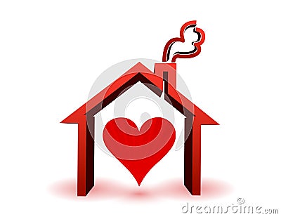 Heart inside in house Vector Illustration