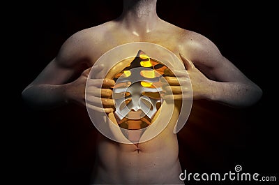 Heart Inside A Ripped Open Chest Stock Illustration - Image: 41058269