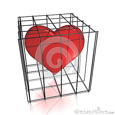 Heart in jail Stock Photo