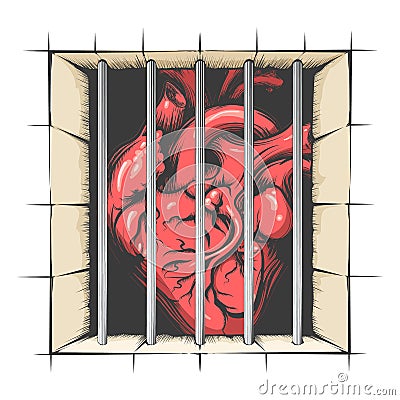 Heart in Jail Vector Illustration