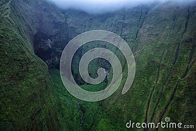 The Heart of Kauai: Mount Waialeale Crater and the Weeping Wall Stock Photo