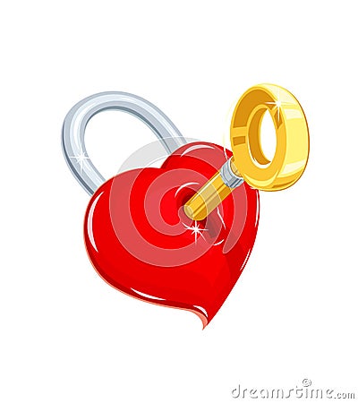 Heart and key. Symbol love for saint Valentines day Vector Illustration