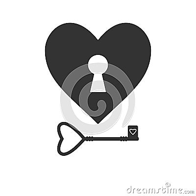 Heart, keyhole, love icon. Vector illustration, flat design Stock Photo