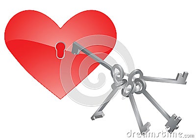 Heart and keys. Vector Illustration