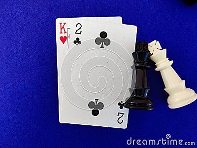 Heart of king playing card with white black chess king Stock Photo
