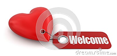 Heart with label welcome (clipping path included) Stock Photo