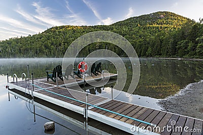 Heart Lake Dock & Mount Jo Stock Photo