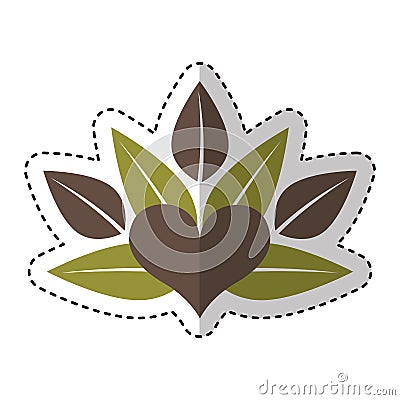 Heart with leafs emblem Vector Illustration