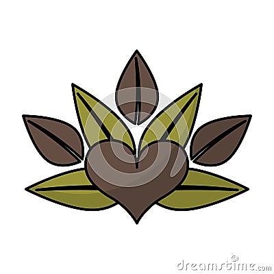 Heart with leafs emblem Vector Illustration