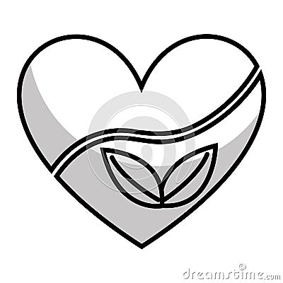 heart with leafs plant icon Cartoon Illustration