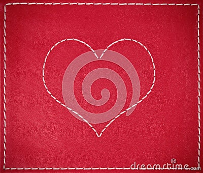 Heart on leather background Stock Photo