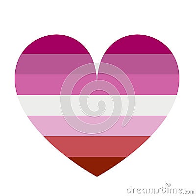 Heart lesbian badge sign. Lesbian flag symbol vector illustration. Woman love female. Vector Illustration