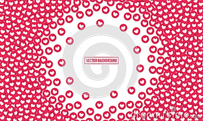 Heart like icons vector background. Social nets red hearts web buttons on white background Vector Illustration