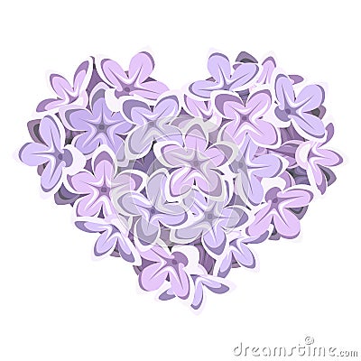 Heart of lilac flowers. Vector illustration. Vector Illustration
