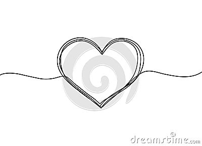 Heart in line style. Sketch of love with heart. Drawing for valentine day. Hand drawn shape for wedding. Doodle symbol. Outline Vector Illustration