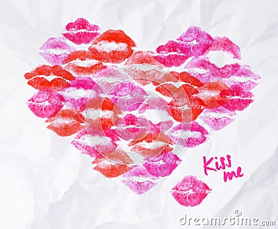 Heart lipstick kiss Vector Illustration