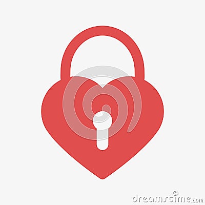 Heart lock icon Cartoon Illustration