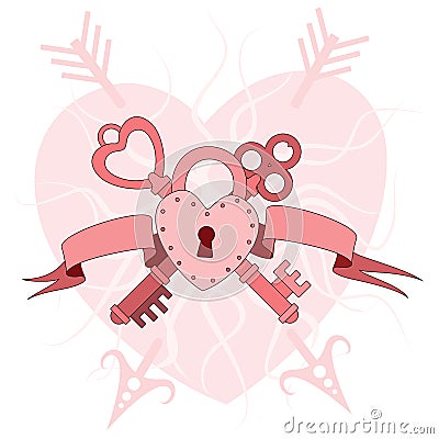 Heart lock with keys Vector Illustration