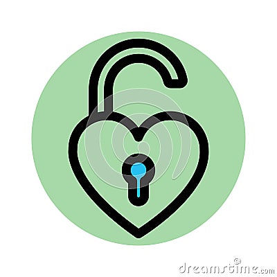 Heart lock, lock fill background vector icon which can easily modify or edit Vector Illustration