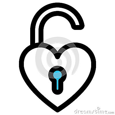 Heart lock, lock fill vector icon which can easily modify or edit Vector Illustration