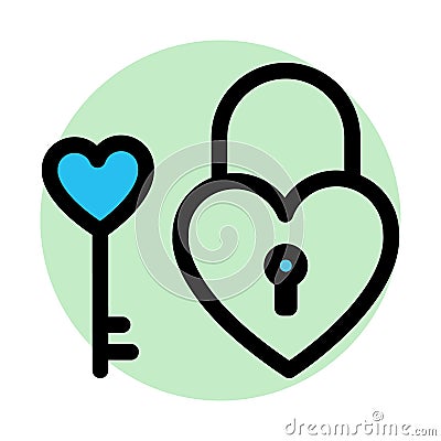 Heart lock, love inspiration fill background vector icon which can easily modify or edit Vector Illustration