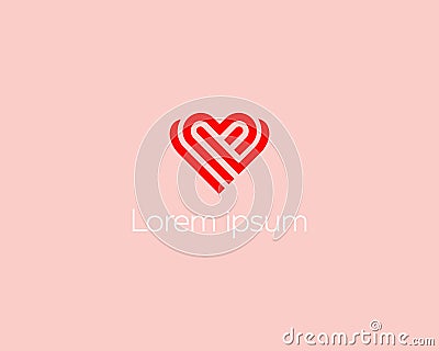 Heart logo design template. Valentines day ribbon logotype. Universal cardiology medical health sign icon element Stock Photo