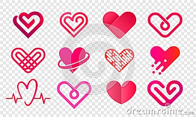 Heart logo vector abstract creative icons set Vector Illustration