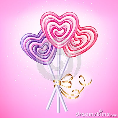 Heart lollipop candies vector illustration. Vector Illustration