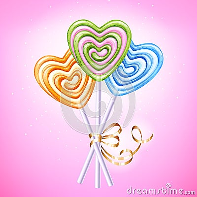 Heart lollipop candies vector illustration. Vector Illustration