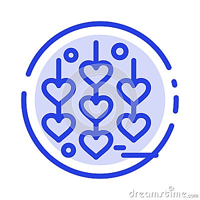 Heart, Love, Chain Blue Dotted Line Line Icon Vector Illustration