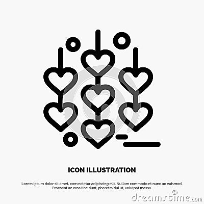 Heart, Love, Chain Line Icon Vector Vector Illustration