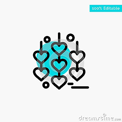 Heart, Love, Chain turquoise highlight circle point Vector icon Vector Illustration