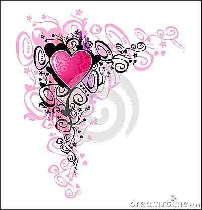 Heart of love. Corner Vector Illustration