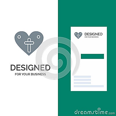 Heart, Love, Easter, Loves Grey Logo Design and Business Card Template Vector Illustration