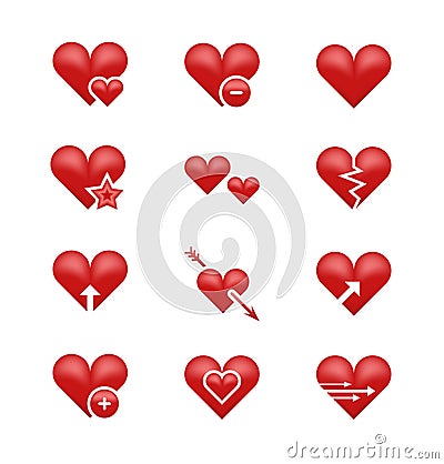 Heart love emoji, emoticons vector set Vector Illustration