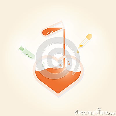 Heart love experiment. Vector Illustration