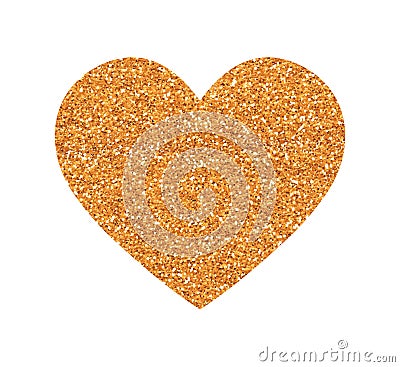 Heart Love Gold GlitterTexture. Golden design element. Stock Photo