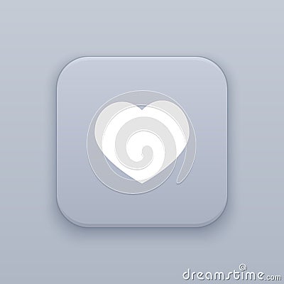 Heart, love, gray vector button with white icon on gray background Vector Illustration