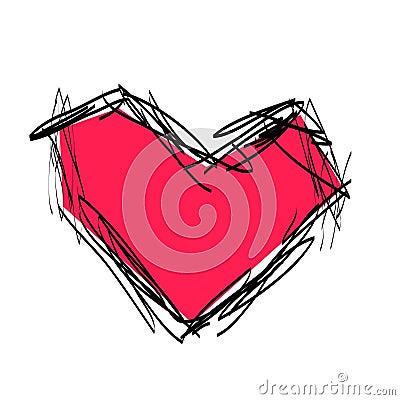 Heart love hand draw vector illustration sign - symbol valentine Vector Illustration