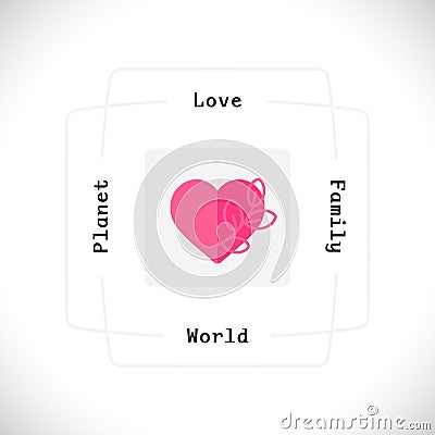 Heart love infographic with lines and words. Vector Illustration
