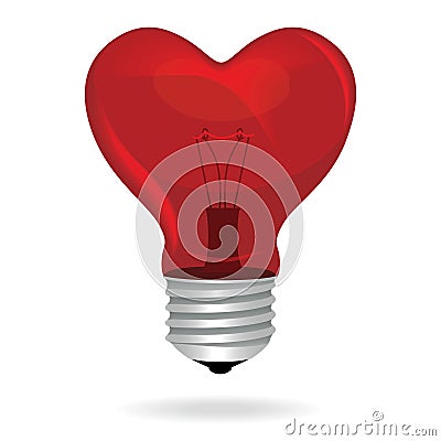 Heart love light bulb vector isolated object. Vector Illustration