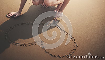 Heart Love Like Beach Bare Chill Coastline Shore Concept Stock Photo