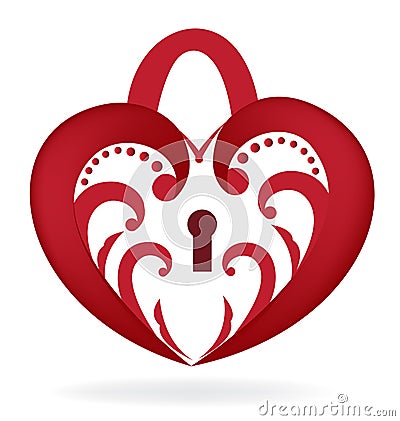 Heart love lock logo Vector Illustration