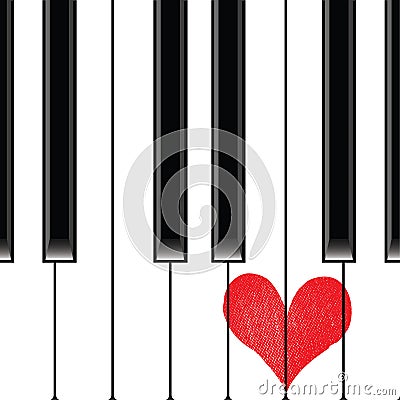 Heart love music piano Vector Illustration