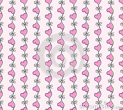 Heart love pink vector seamless pattern. Vector Illustration