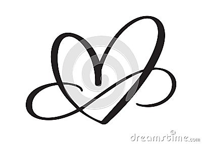 Heart love sign forever. Infinity Romantic symbol linked, join, passion and wedding. Template for t shirt, card, poster Vector Illustration