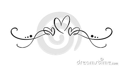 Heart love sign logo. Design flourish element valentine card for divider. Vector illustration. Infinity Romantic symbol Vector Illustration